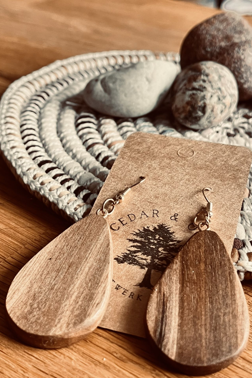 Walnut wood earrings handmade