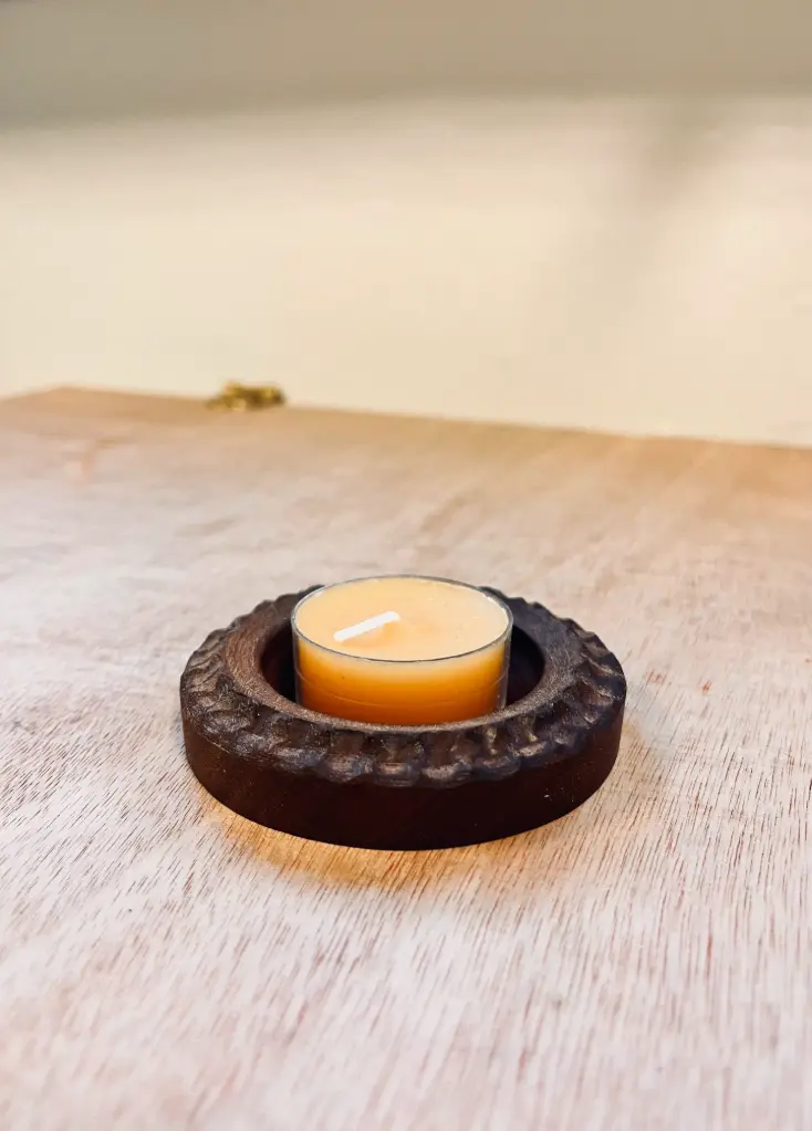 Handcarved candle holder