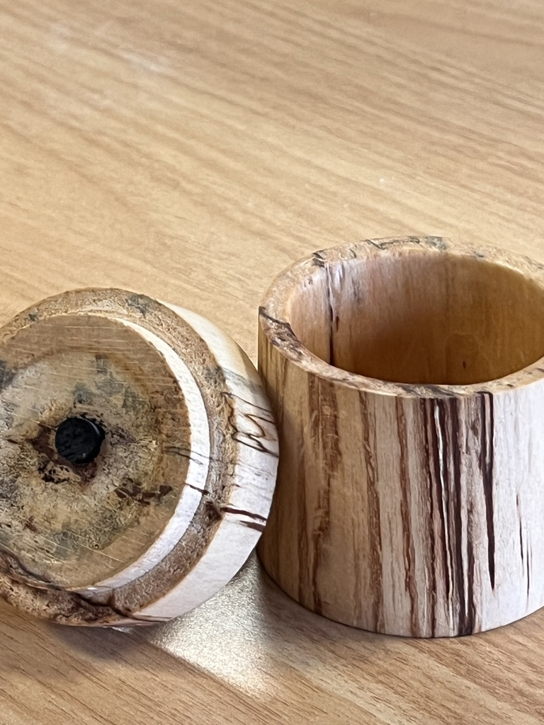 Stabilized Ice Beech Turned Box – Violin Peg Handle