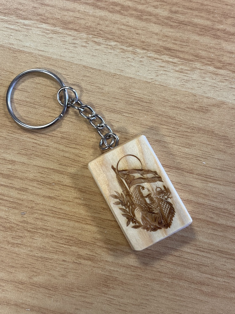 [KEY2] Engraved Keychain – Spruce & Stainless Steel