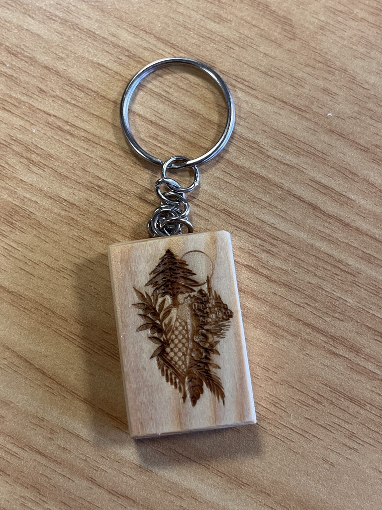 [KEY-4] Engraved Keychain – Spruce & Stainless Steel