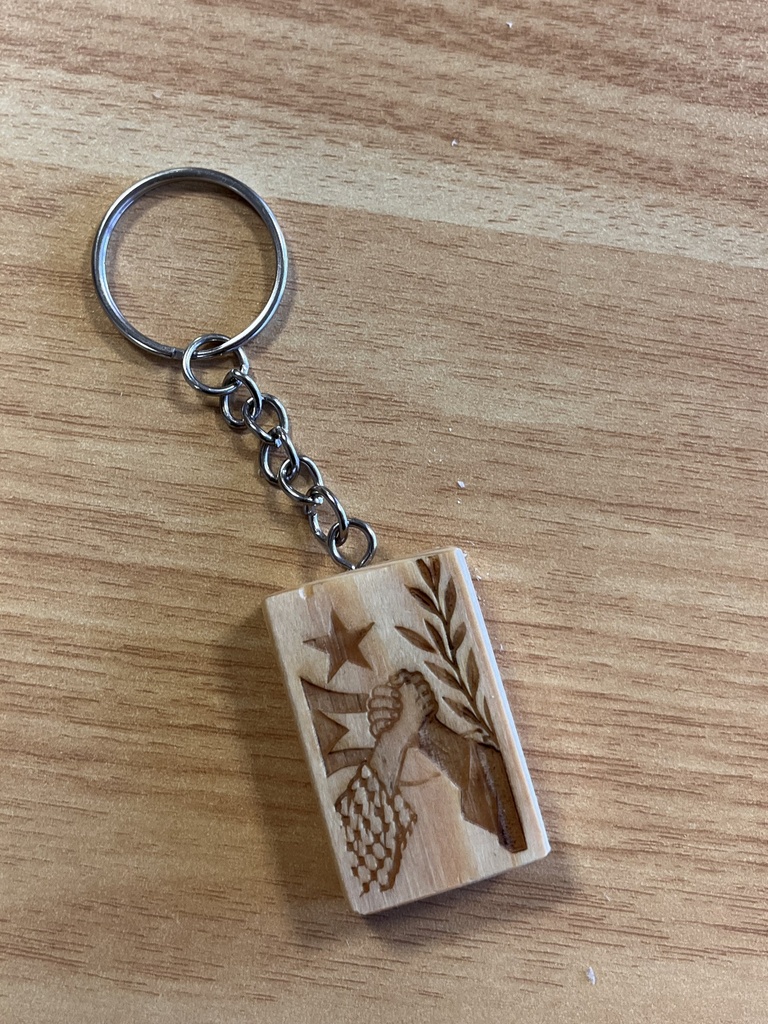 [KEY-5] Engraved Keychain – Spruce & Stainless Steel
