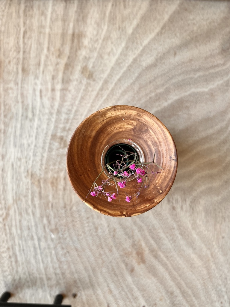 [AP_VS] Hand-Turned Applewood Vase with Glass Insert